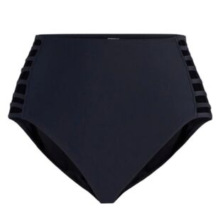 New York & Company Black High Waisted Cutout Bikini Bottom L NWT